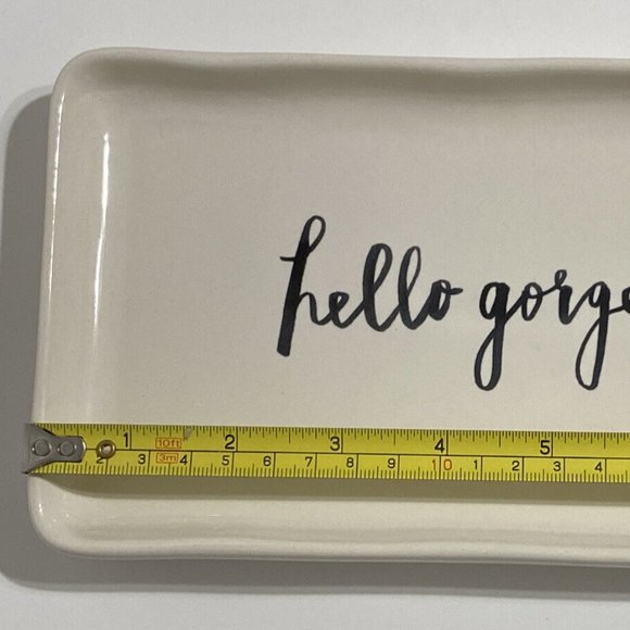 RAE DUNN HELLO GORGEOUS Platter Plate Dish Serving Vanity Tray Ceramic Coastal - Picture 7 of 9